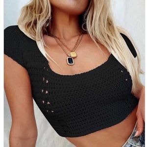 NEW boho crochet lace up crop top